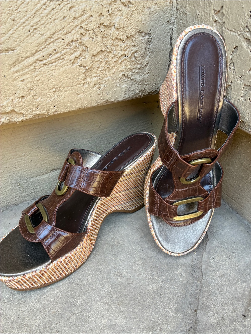 Y2K Lower East Side Espadrille Wedge Slide Sandals Women’s Size 71/2